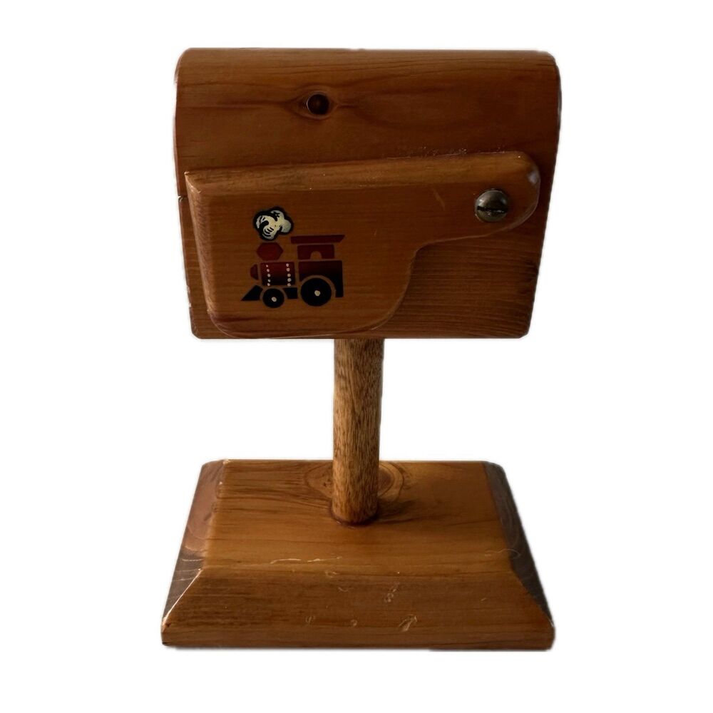 Jenny & Jan's Crafts Vintage Wooden Mailbox Train Postage Stamp Roll Dispenser